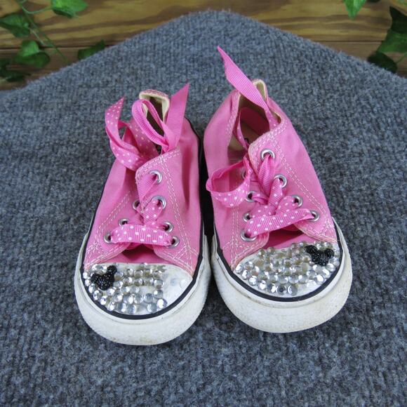 Converse Girls Sneaker All Star Sz T‎ 7 Medium Pink Fabric Lace Up - Picture 2 of 5